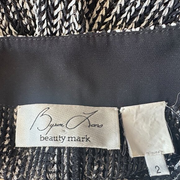 Byron Lars Beauty Mark Womens 2 Dress Knit Black White Pencil Deep V Cocktail - Picture 6 of 6